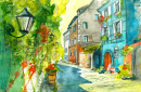 Summer Street Watercolor